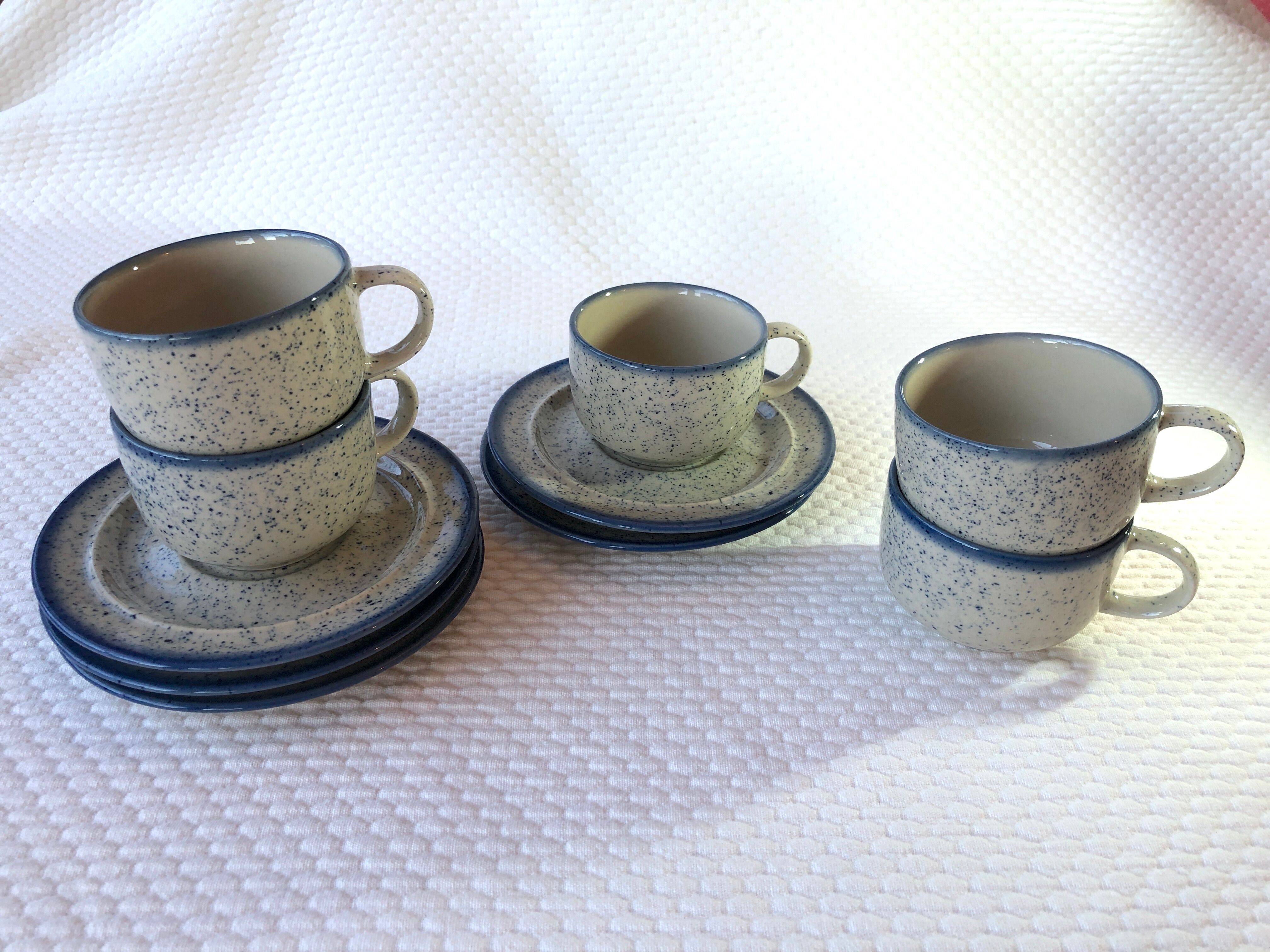 Blue glazed ceramic coffee cups