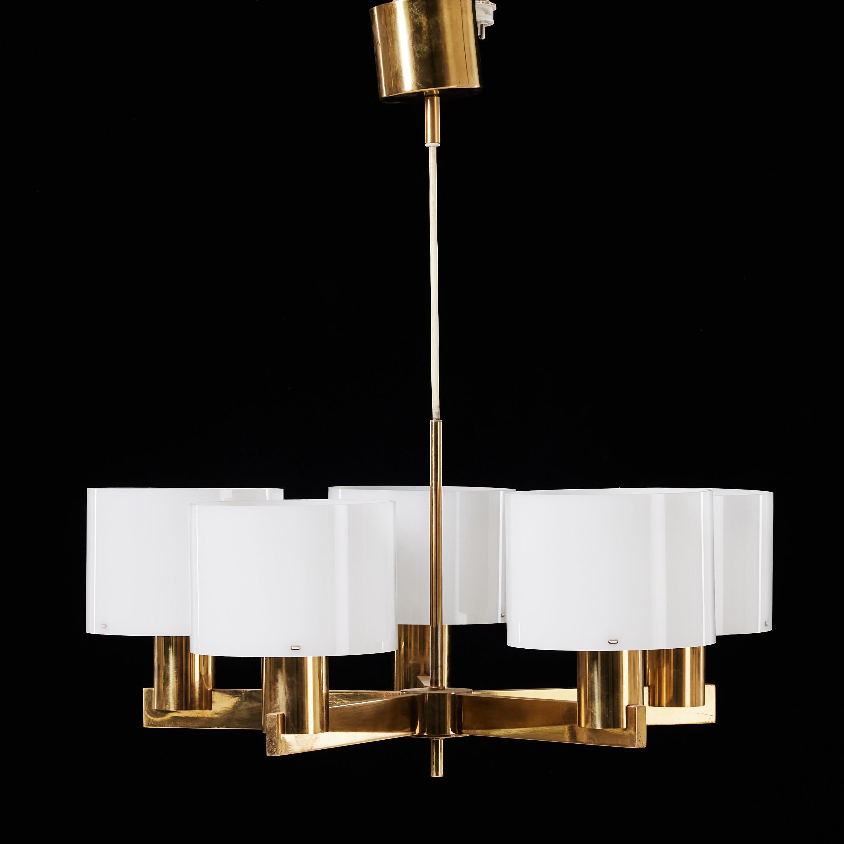 Chandelier Hans Agne Jakobsson made by AB Markaryd in Sweden around 1960, marked.