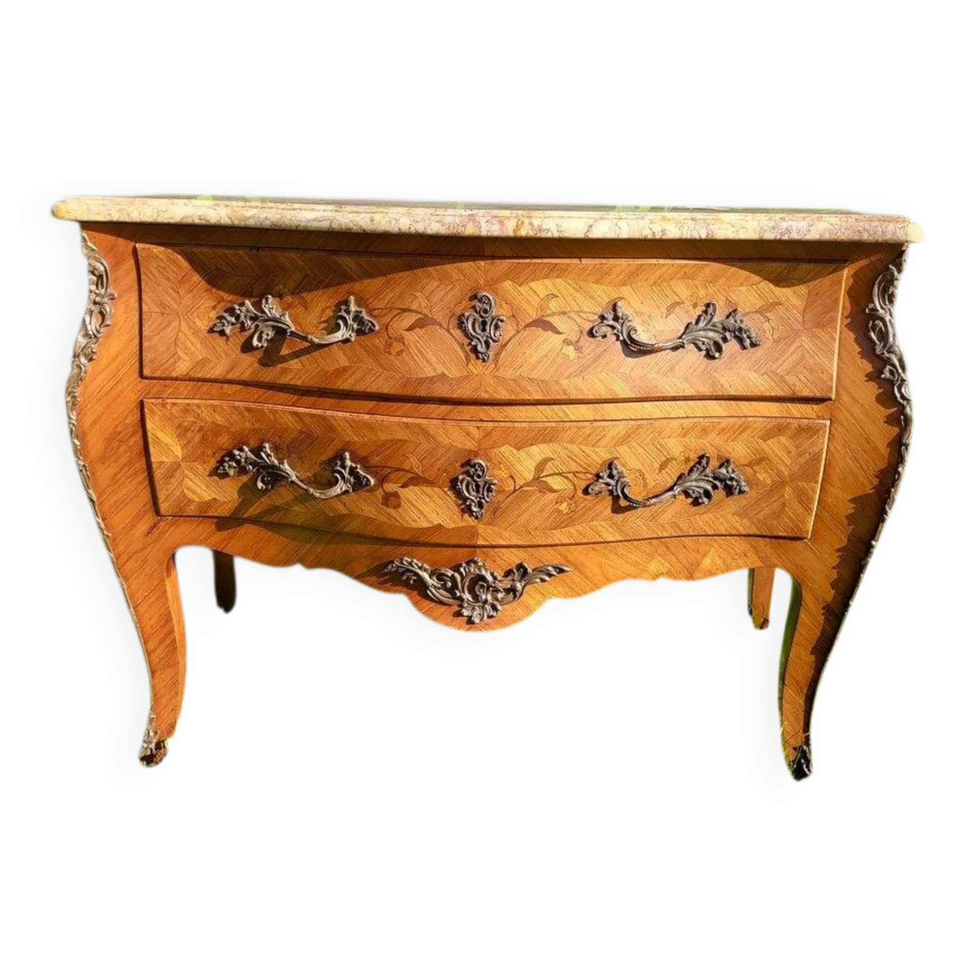 Louis XV marquetry commode with marble top - Very beautiful antique piece