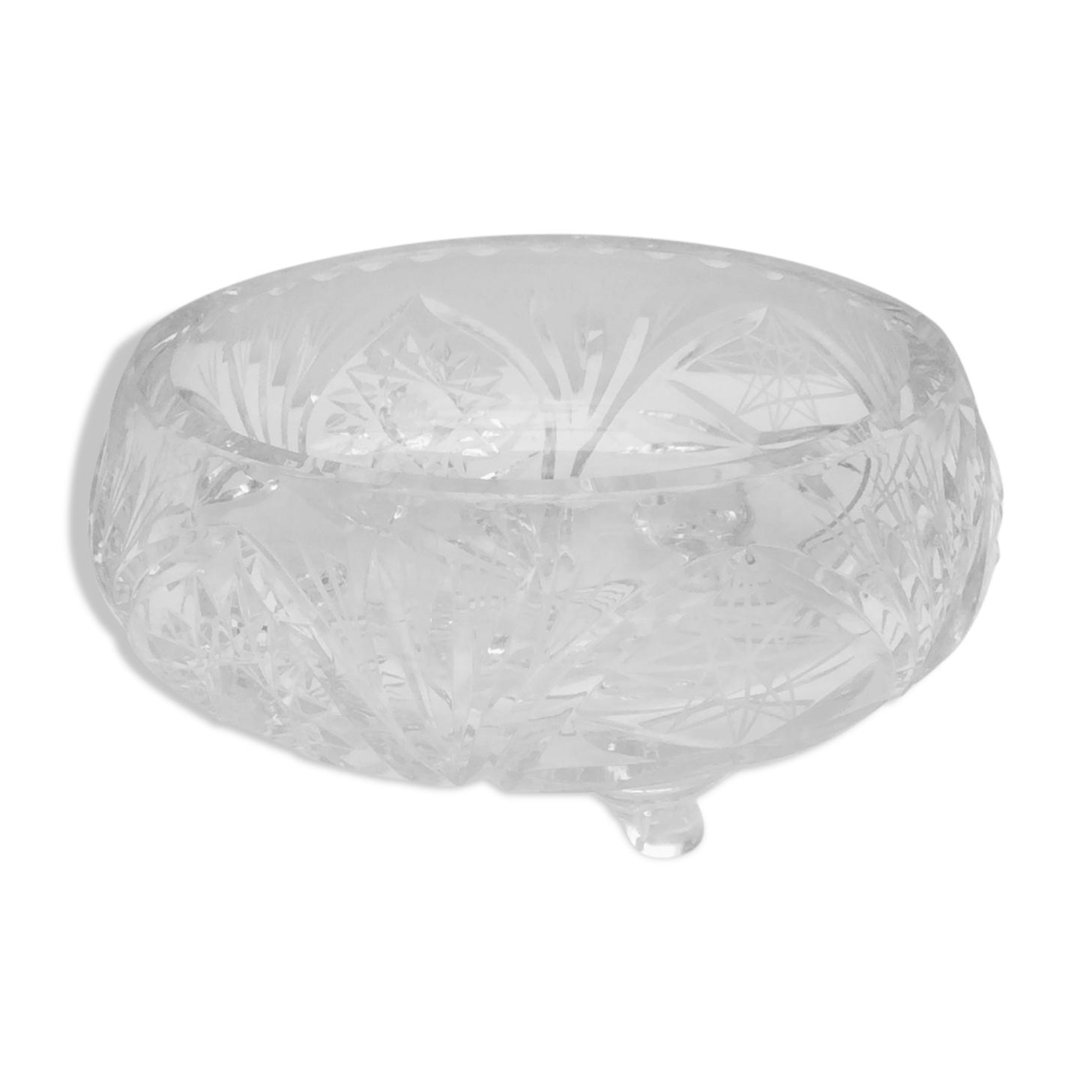 Empty vintage round crystal pocket size: height -16cm- diameter -18cm-