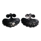 Set of 2 old soap holders cast iron shell 13 cm