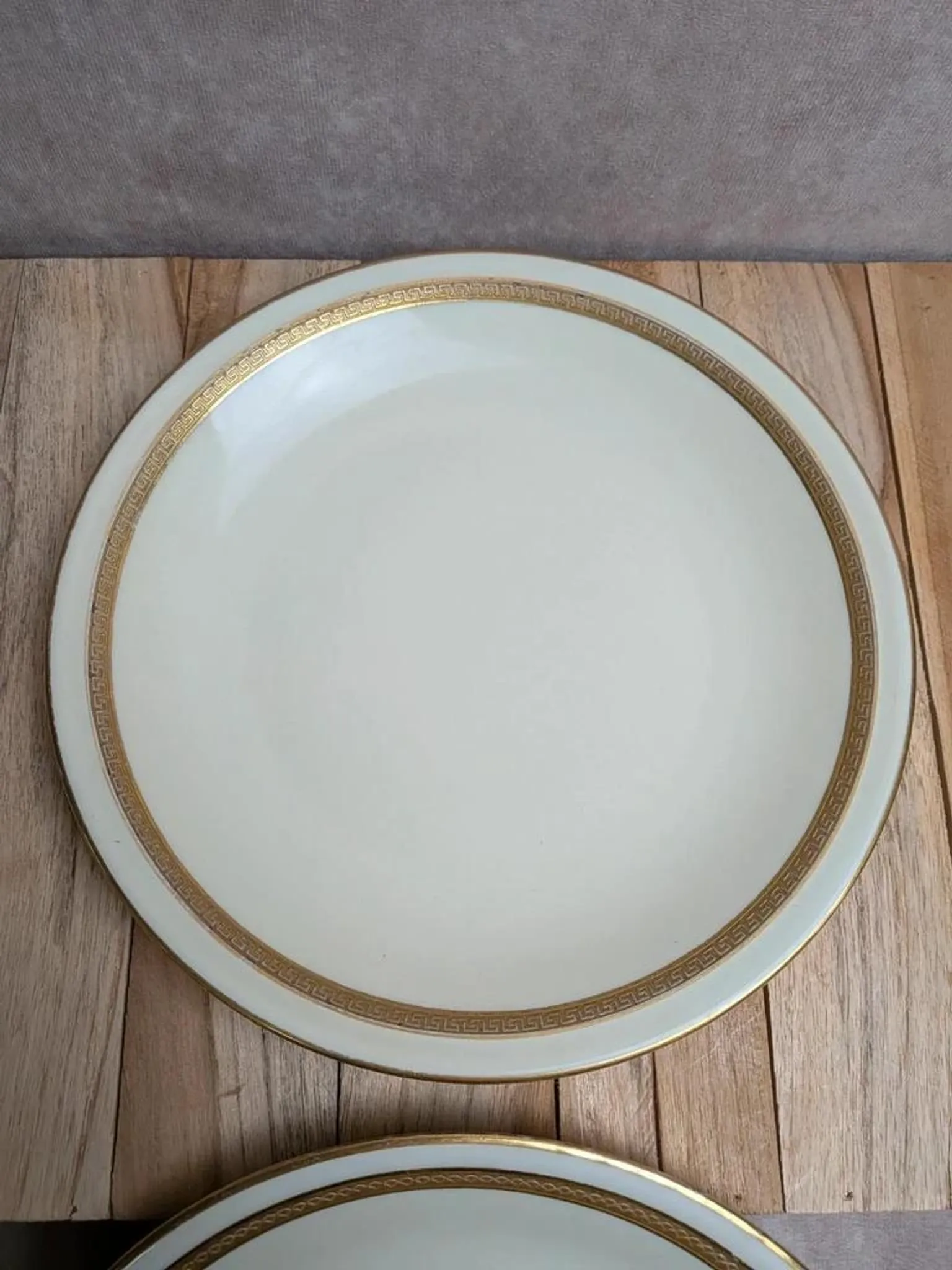 Set of 2 antique Limoges porcelain plates – Golden friezes