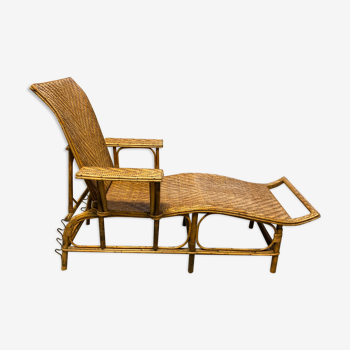 Wicker rattan chaise longue