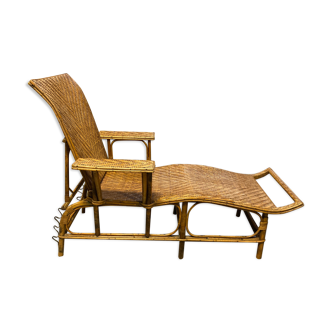 Wicker rattan chaise longue