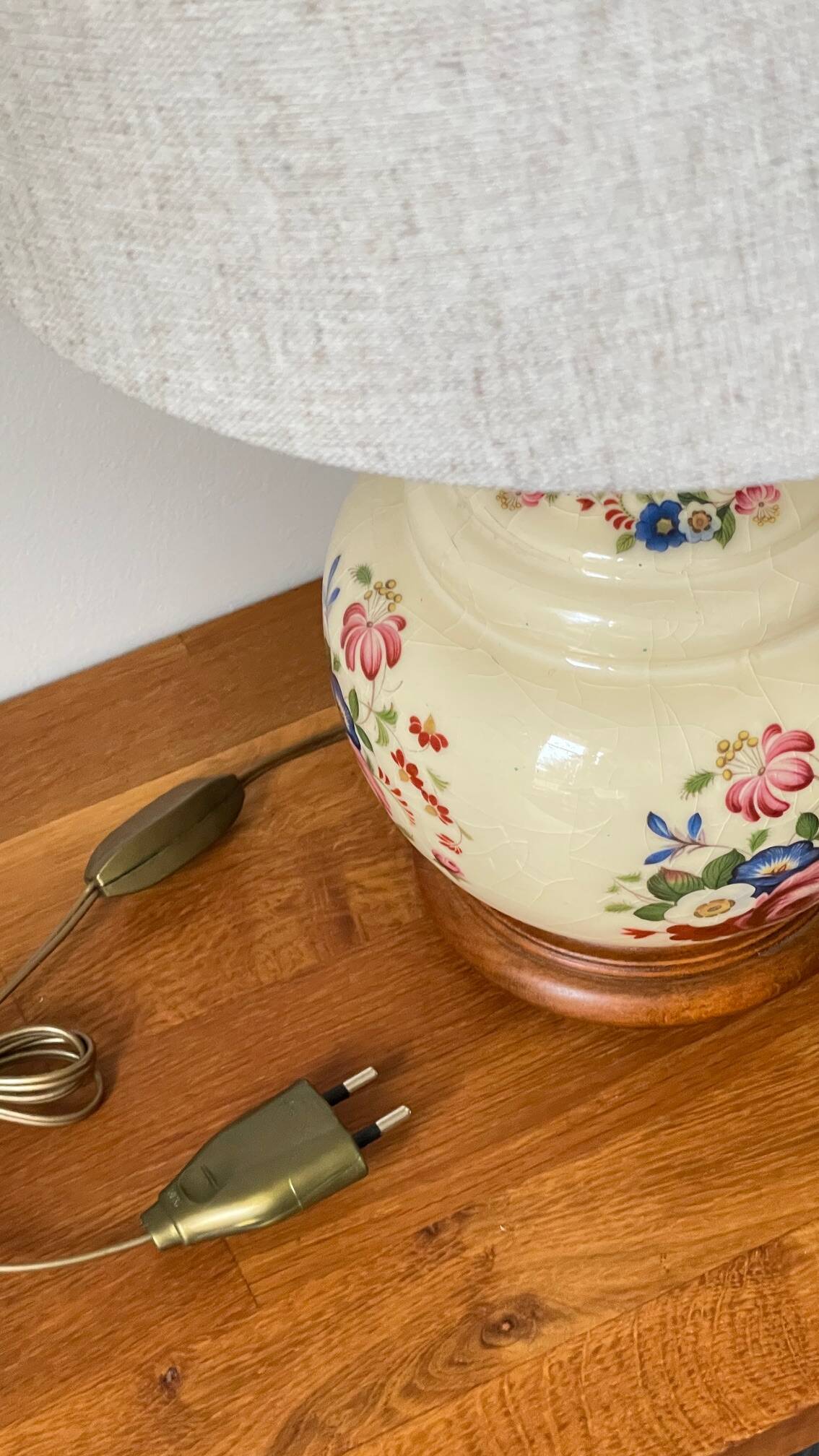 LAMPE Céramique Base Bois VINTAGE