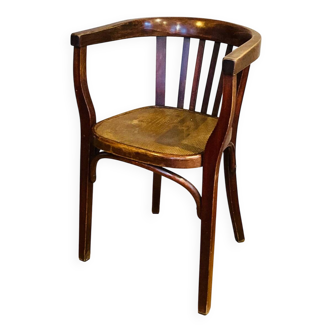 Late 19th century office chair marked FISHER TCHECOSLOV with a hot iron
