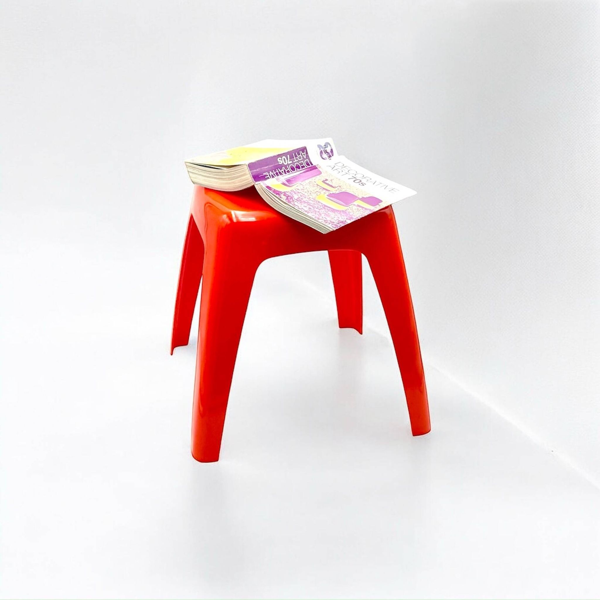Vintage Stool or Side Table in Vibrant Orange, 1970s