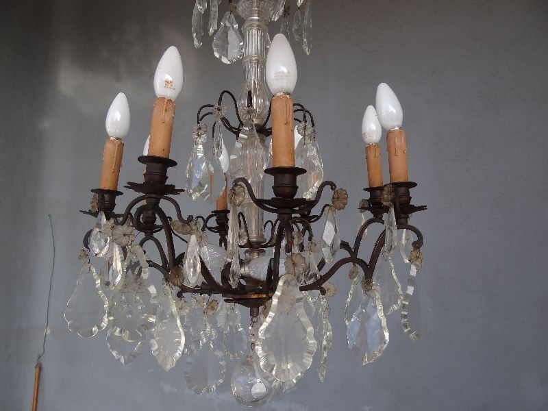 Hanging crystal chandelier and bronze 1900