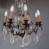Hanging crystal chandelier and bronze 1900