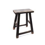 Rectangular stool in black raw elm