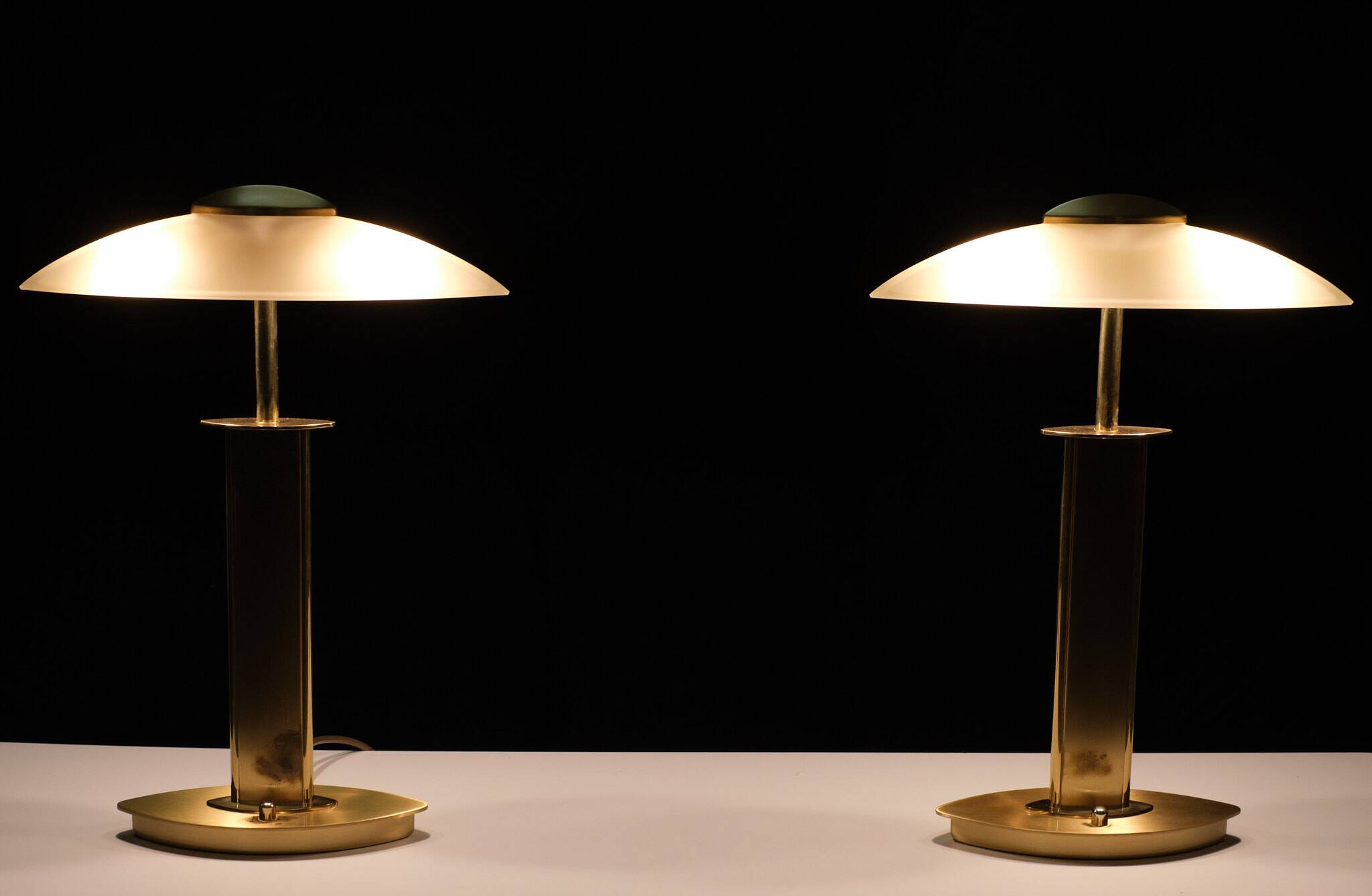 set Holtkotter Brass table lamps 1980s Germany