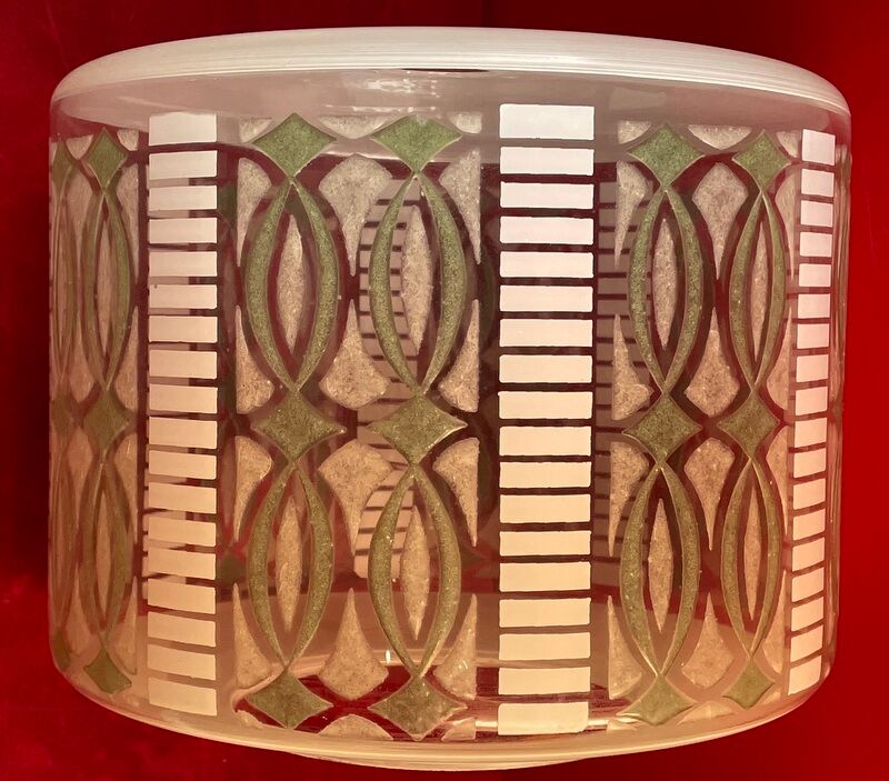 Lampe art deco verrerie émaillée à décor géométrique & d'arabesques