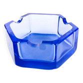 Art Deco ashtray, blue crystal, Bohemia Moser, Czechoslovakia, 1930s