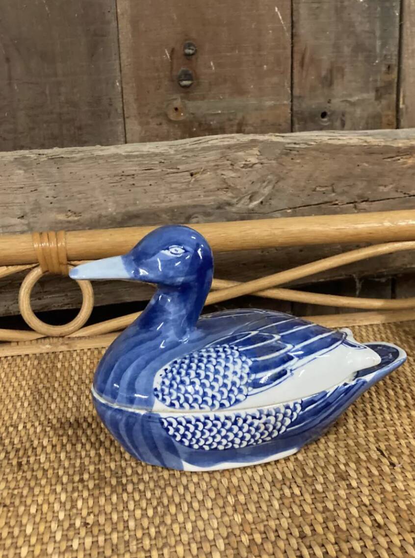 Boîte canard céramique bleu
