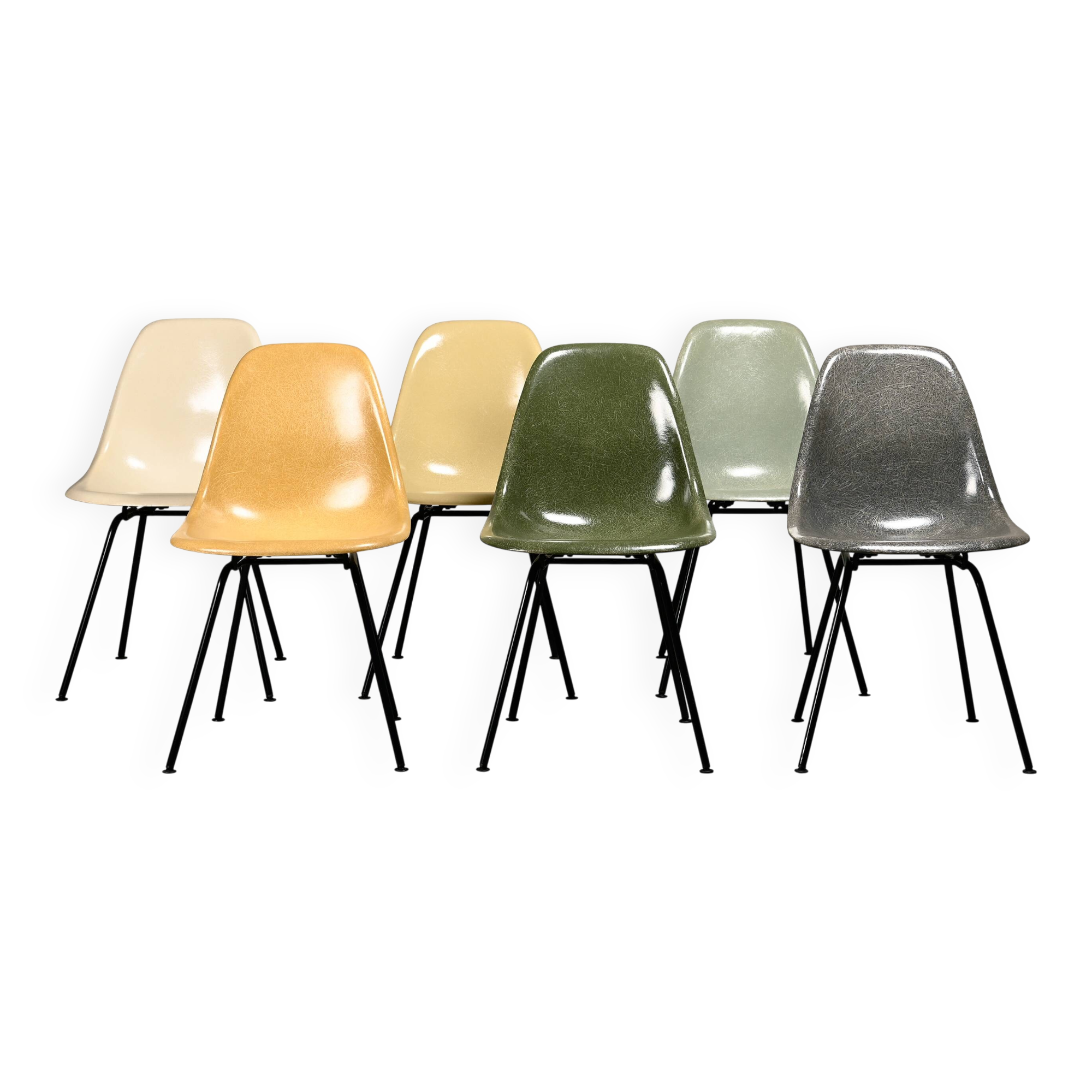 Charles & Ray Eames DSX multicolor set 6 Side Chairs, Herman Miller