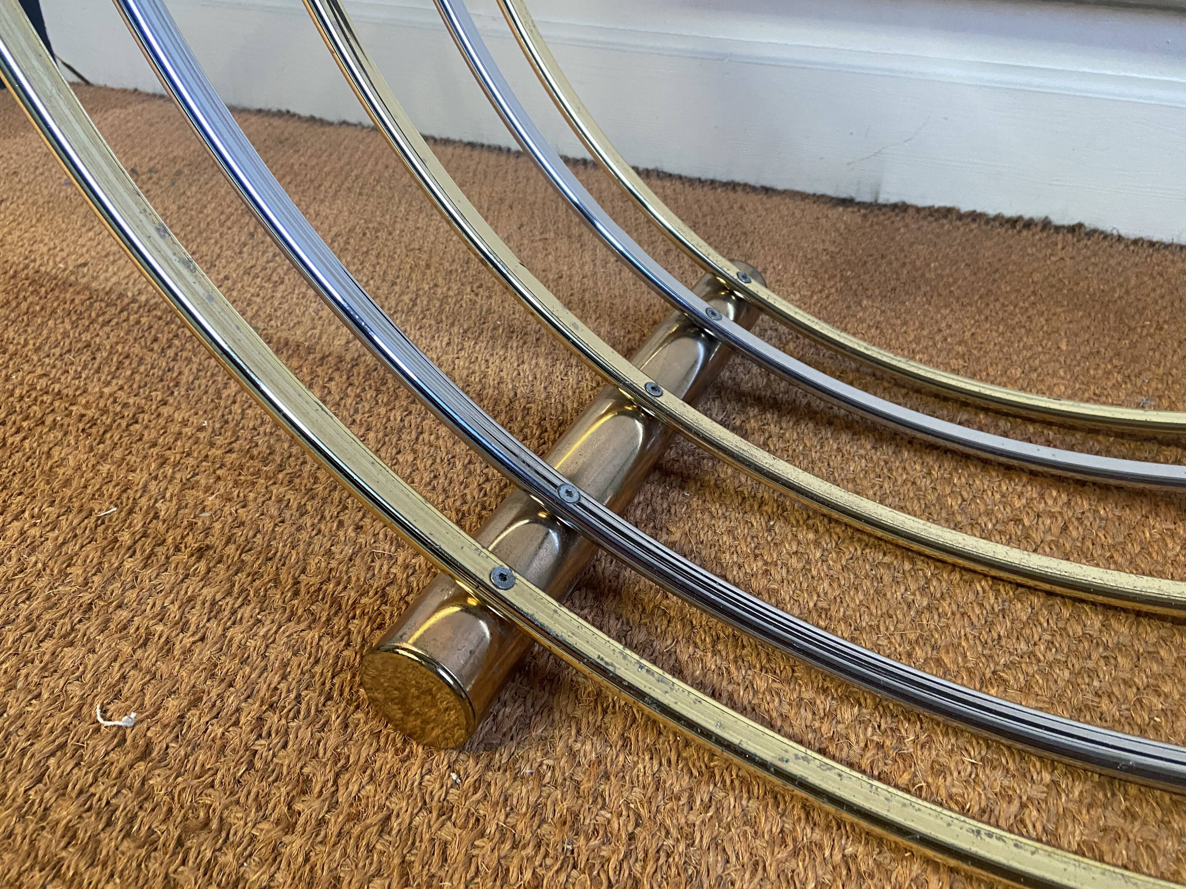 Gold and chrome metal coffee table, Belgo Chrom, 1970s