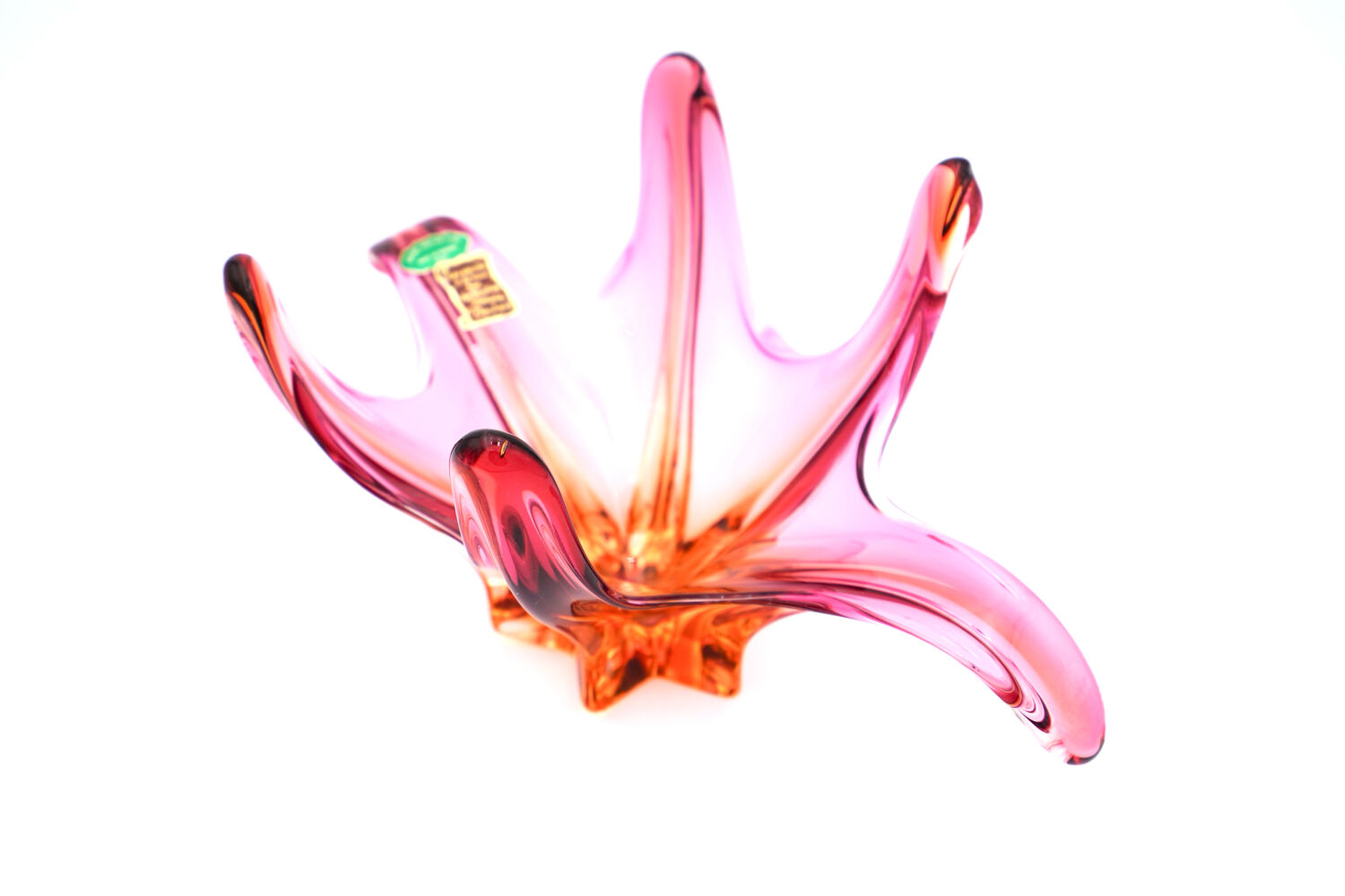 "Starfish" bowl by Murano – Fuchsia Pink & Amber – Circa 1960