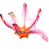 "Starfish" bowl by Murano – Fuchsia Pink & Amber – Circa 1960