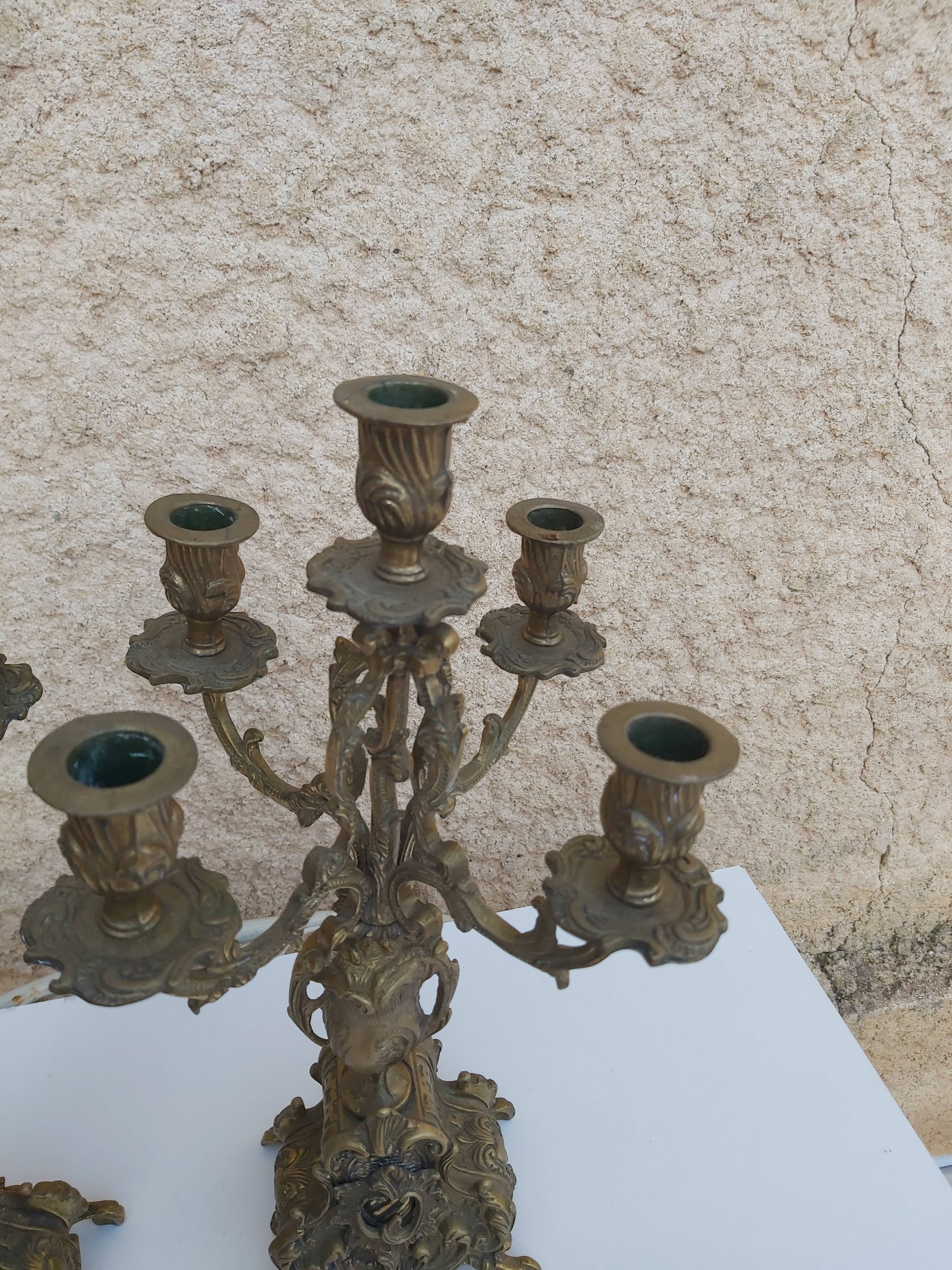 Pair of bronze chandeliers