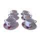6 old white porcelain coffee cups decorated with tulips