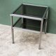End table, chrome metal and smoked glass coffee table