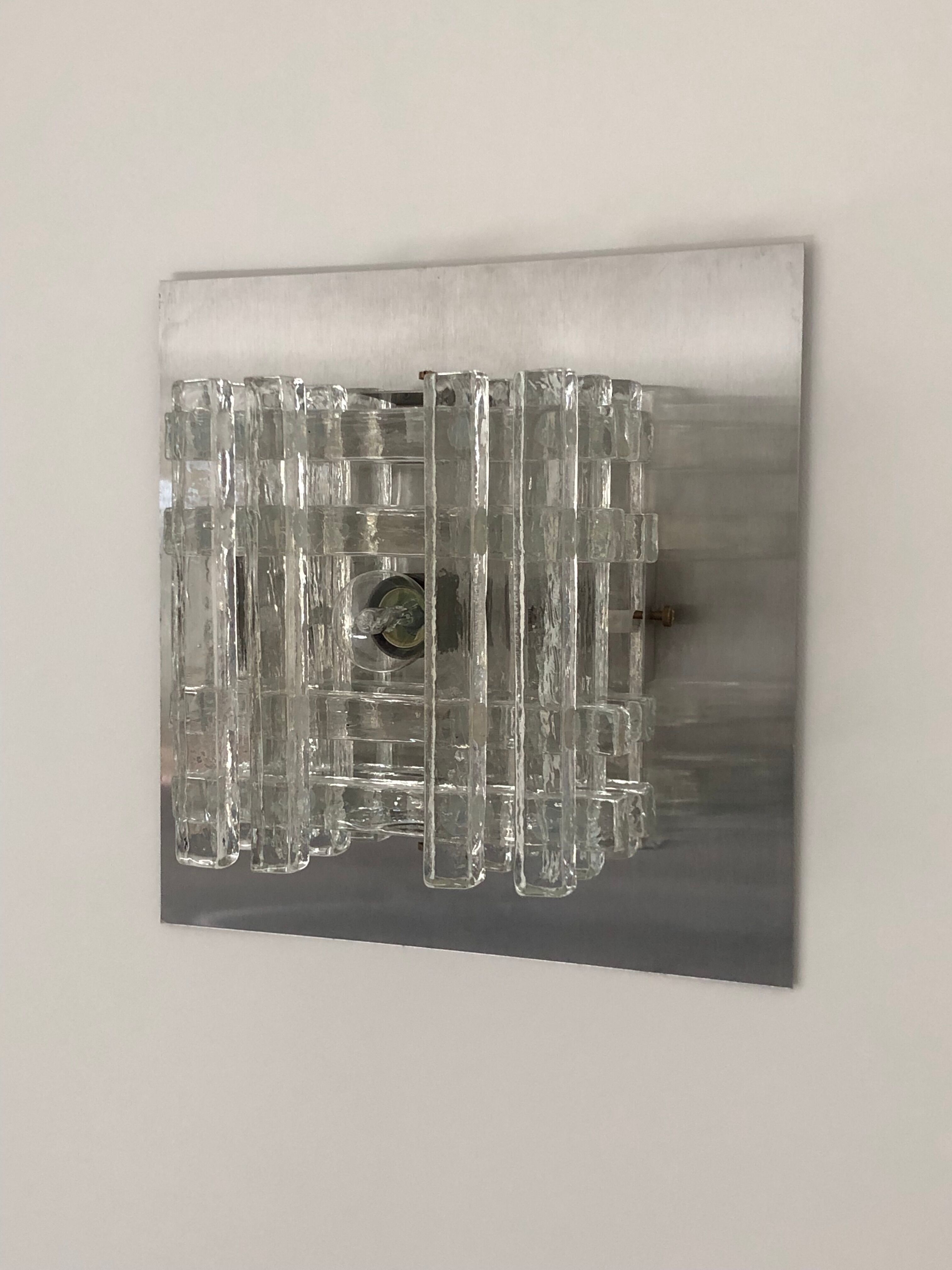 Murano glass wall lamp by albano poli for poliarte, italy 70s