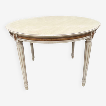Table ronde de style Louis XVI  en bois peint