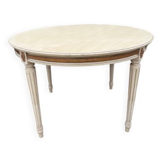 Table ronde de style Louis XVI  en bois peint