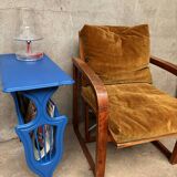 Blue magazine rack / pedestal table