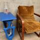 Table d'appoint, porte-revue bleu