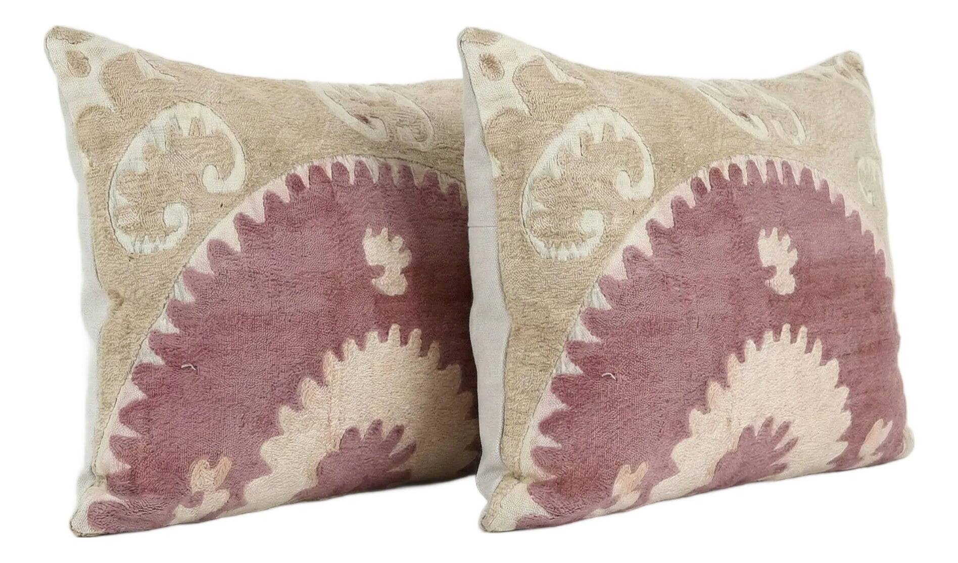 Set of 2 vintage embroidered cushion covers 36x56 cm