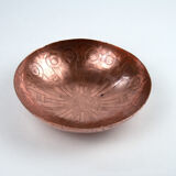 1930s Rare copper bowl with etched motif