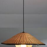 Suspension rotin/osier & verre ancien