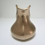 Stylized sculptural solid brass vase with handle
