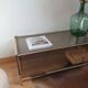 Table basse vintage dorée et verre fumé Rochebobois années 80