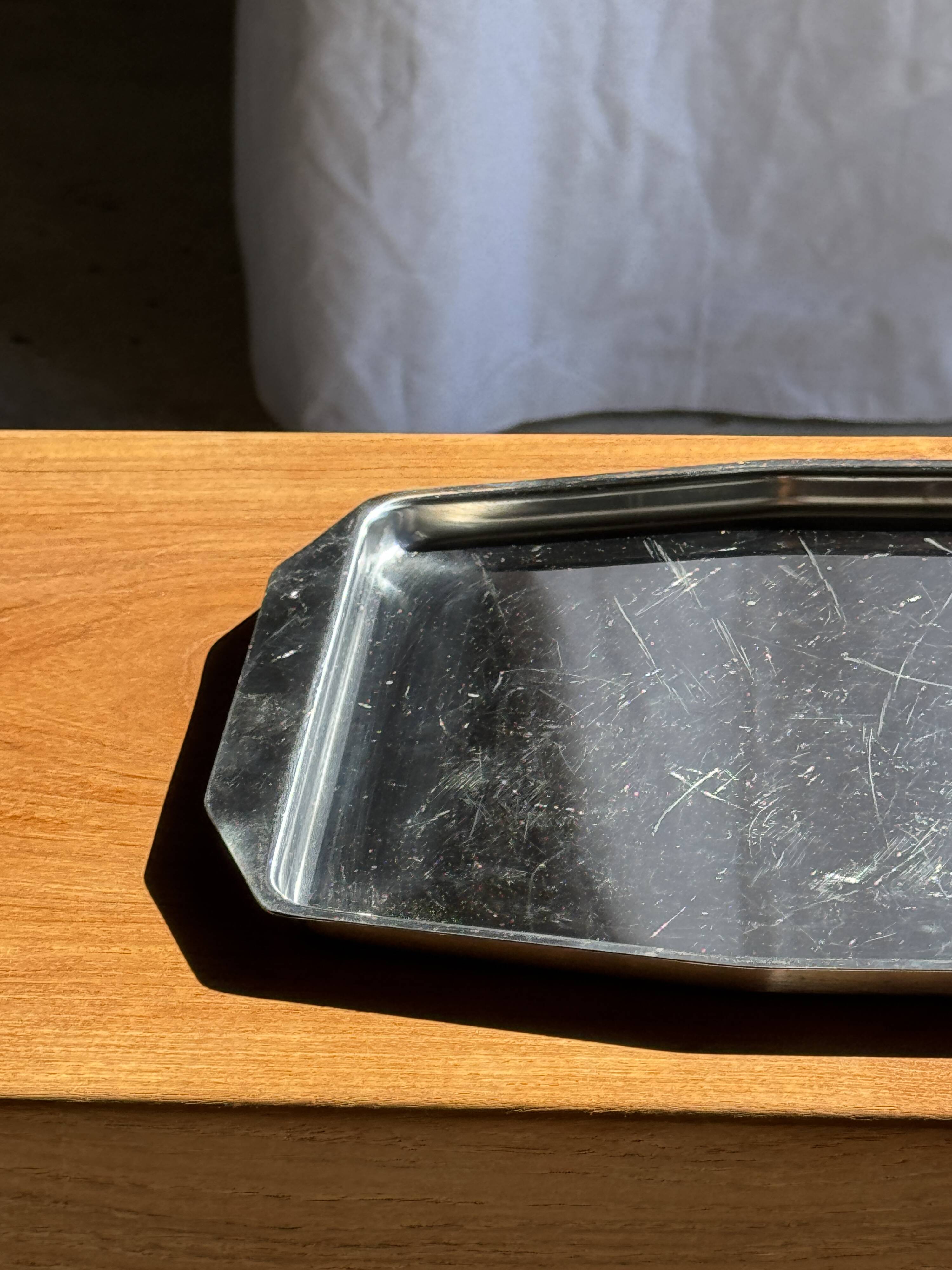 Vintage rectangular silver-plated tray with handles L37 W27 H1.5