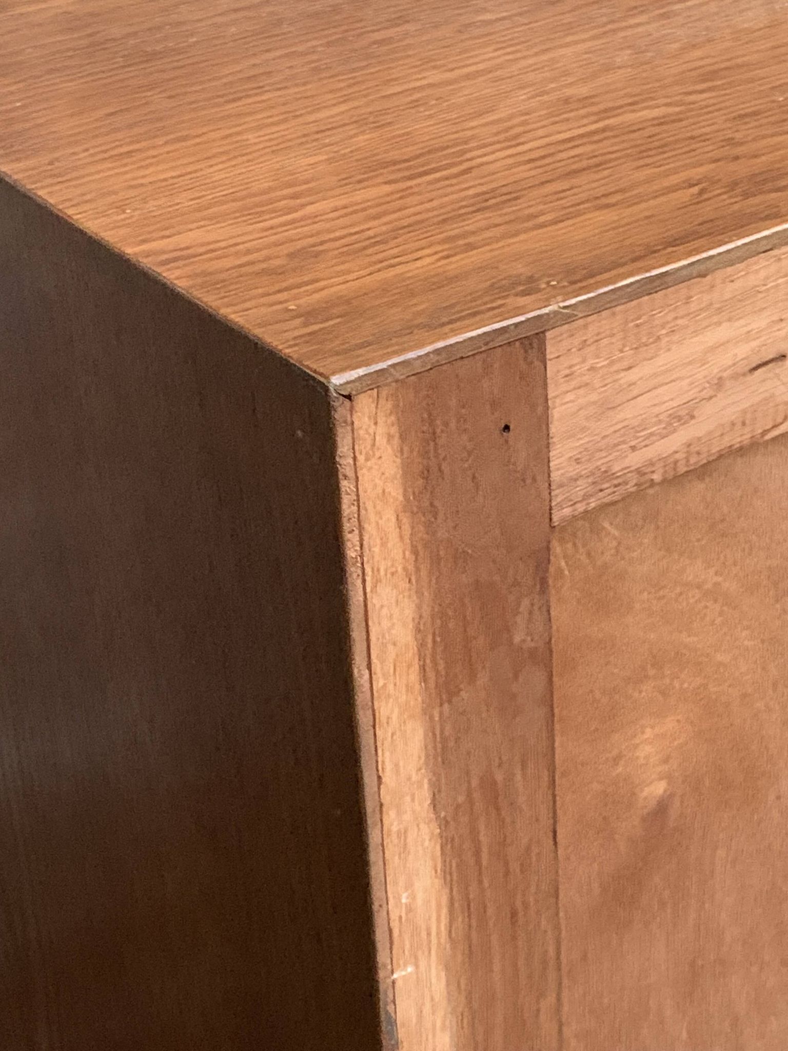 Vintage chest of drawers with compass feet, oak, original patina, 1950s