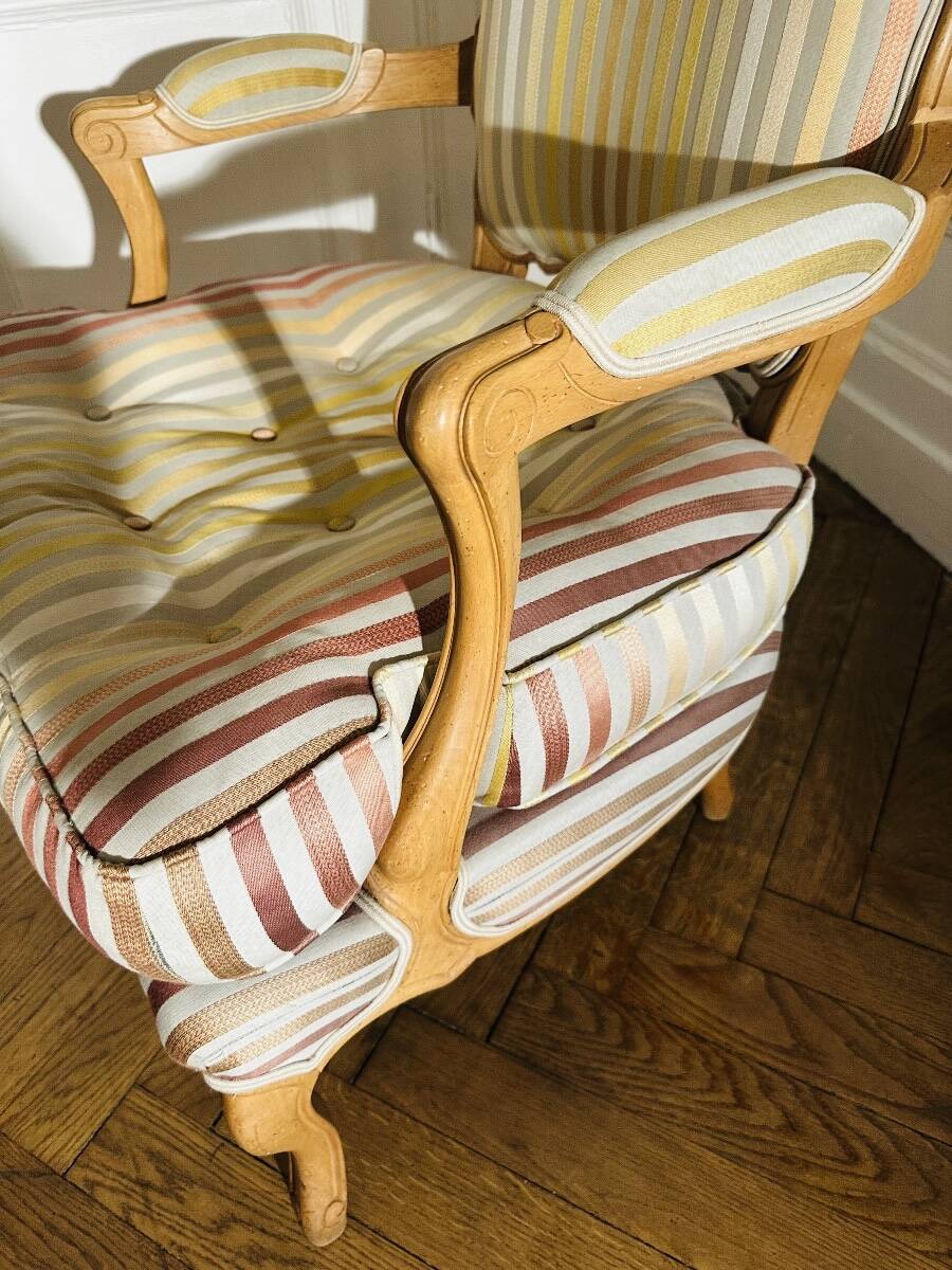 Pair of Roche Bobois cabriolet armchairs with "Queen's back"