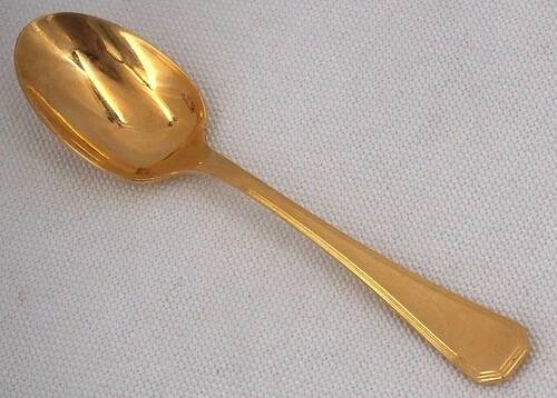 Christofle América gold-plated, 12 moka spoons, coffee, 10 cm, excellent condition.