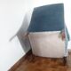 Sofa and its two vintage armchairs in blue velvet