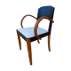 Fauteuil bridge Stella en bois et tissu, années 50