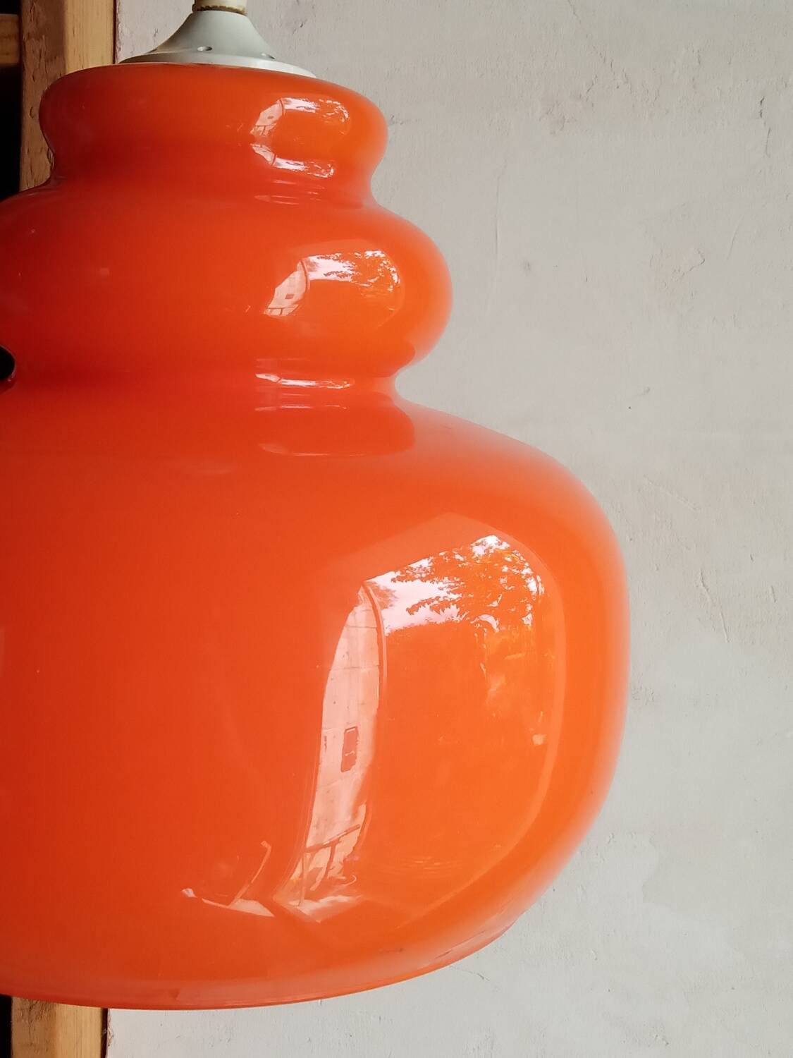 Orange opaline pendant light, 60s/70s