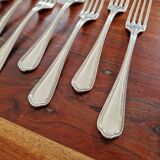 Christofle Set of 8 Spatours table forks in silver metal