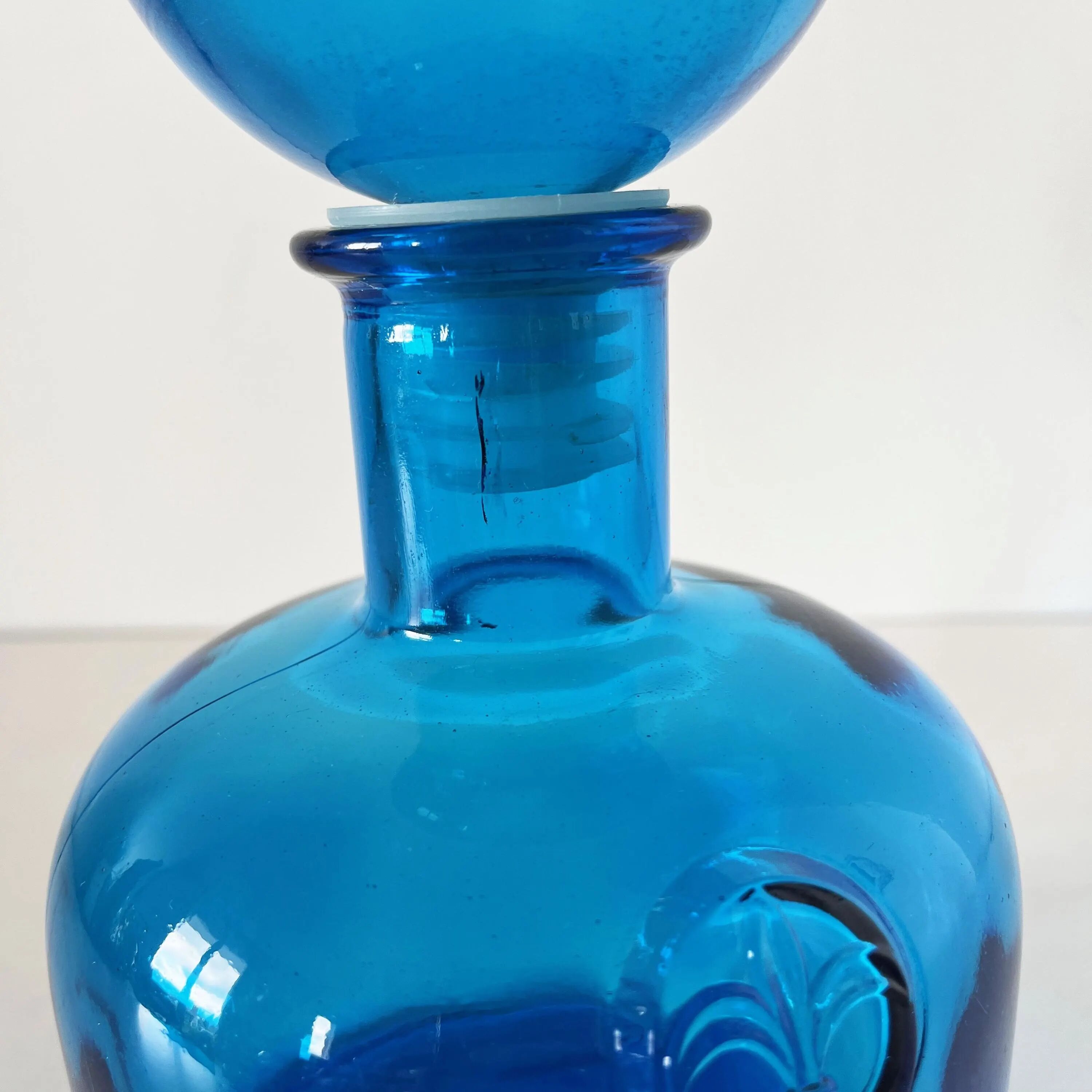 Bottle - Italian carafe Empoli blue fleur de lys 1960
