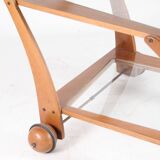 Wooden and glass serving trolley