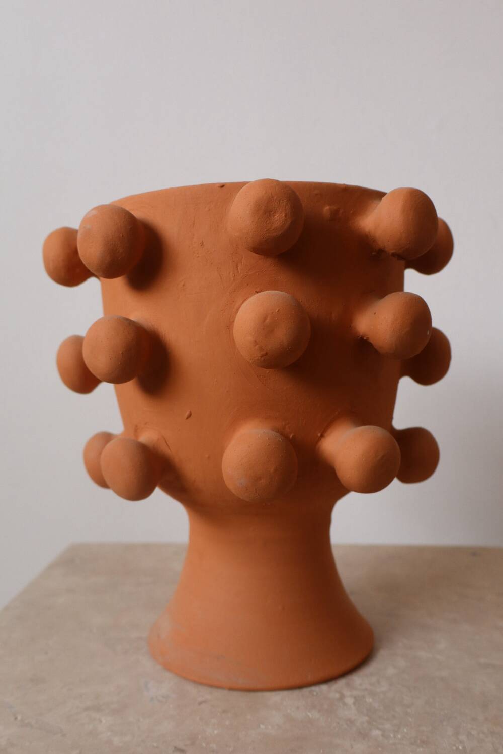 Handmade terracotta sculptural cache pot vase