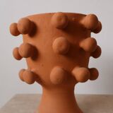Handmade terracotta sculptural cache pot vase