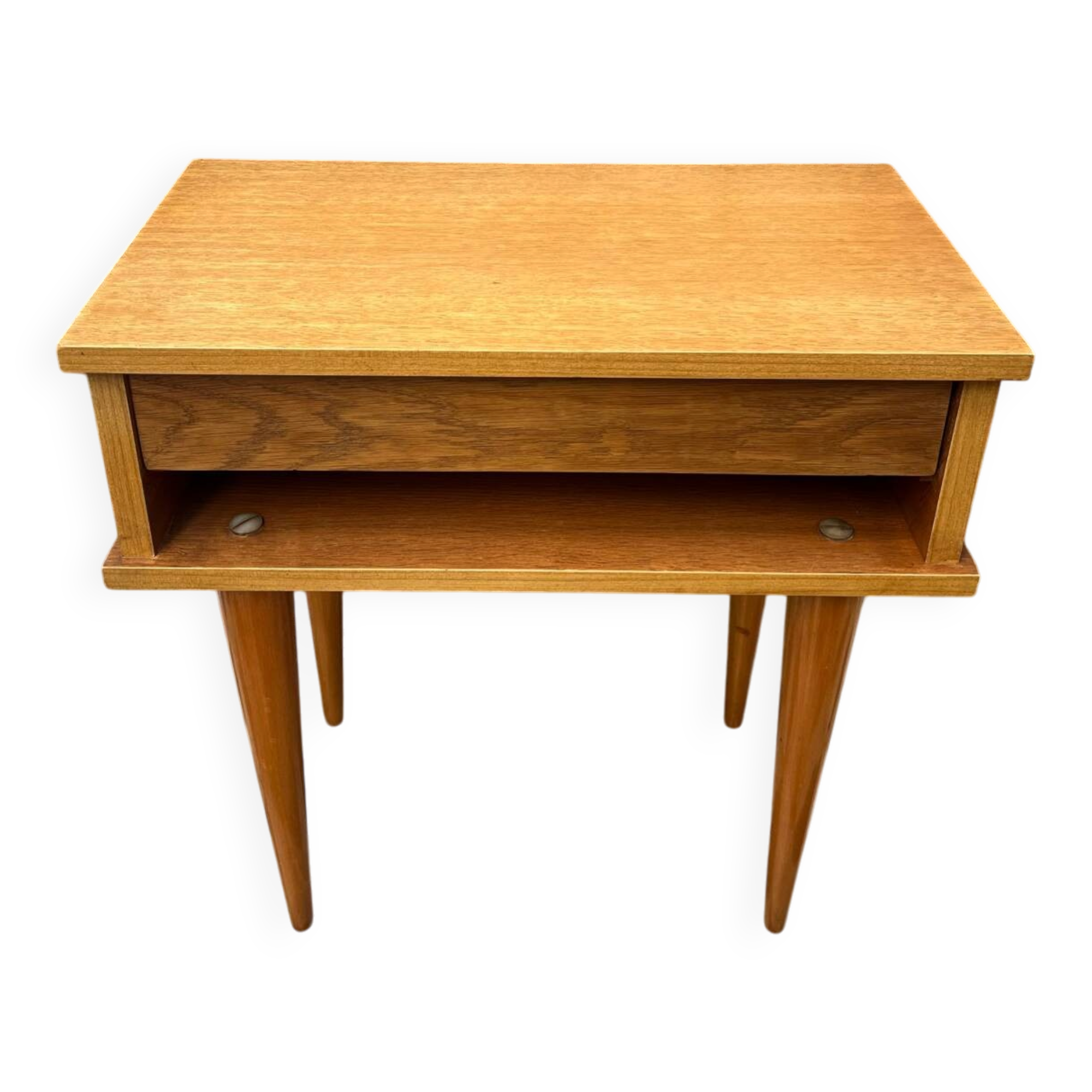 Spindle-legged bedside table from the 60s/70s.