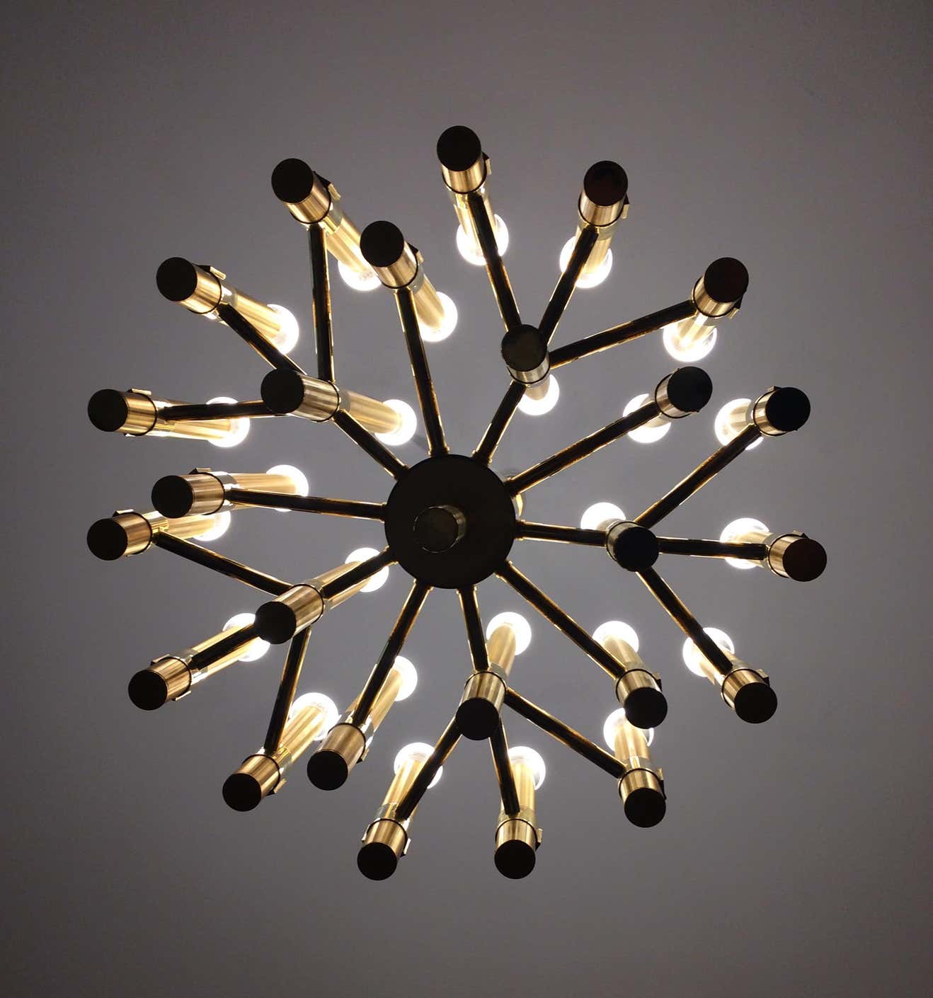 Golden chandelier by Angelo Brotto for Esperia Italia