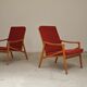 Pair of Jiri Jiroutek red armchairs by Intérier Praha